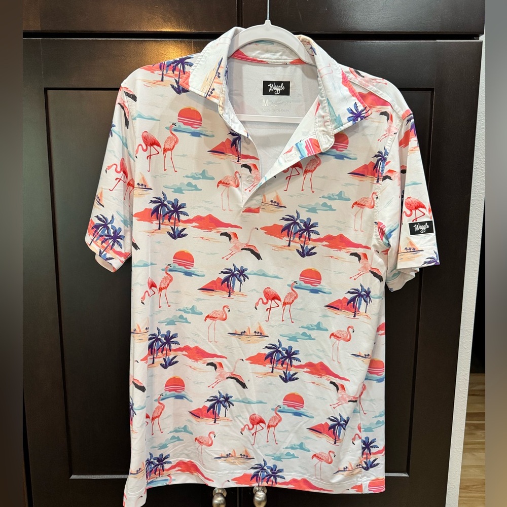 Waggle Flamingo Golf Polo M